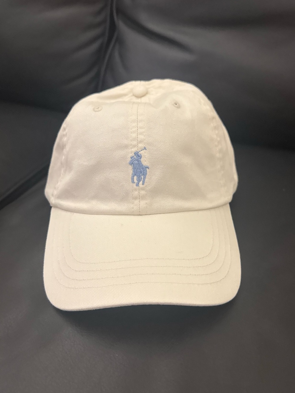 Ralph Lauren Off White Baseball Cap with Light Blue Polo Pony
